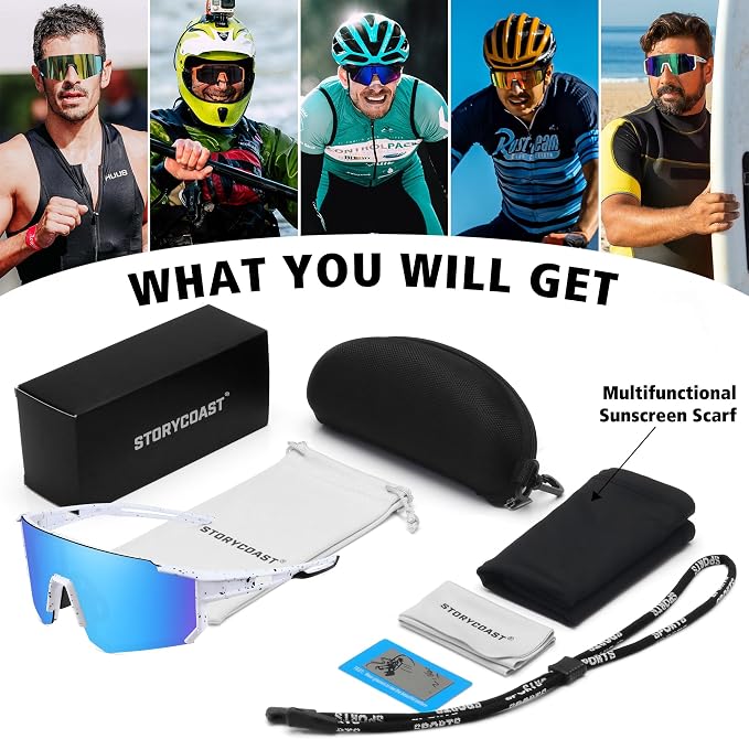 STORYCOAST Polarized Sports Sunglasses for Men Women,Driving Fishing Cycling Mountain Bike Sunglasses UV400 Protection