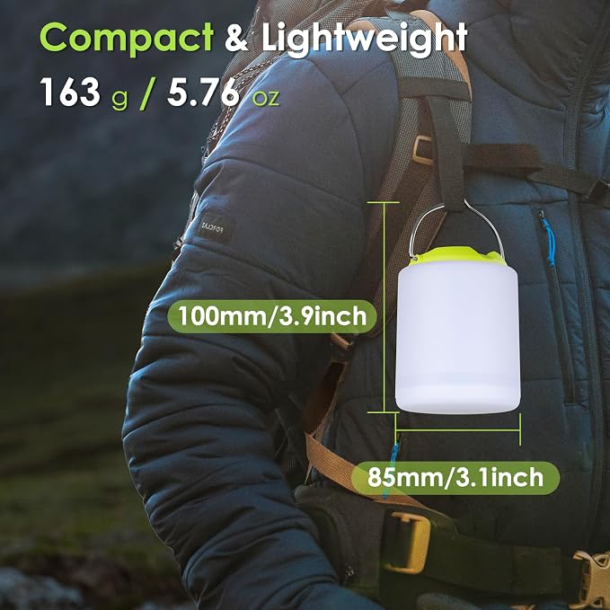 BOBKID LED Camping Lantern, Rechargeable Camping Light, 4 Modes Outdoor Flashlights Lanterns with 1000LM, Water Resistant Portable Emergency Camp Light for Hurricane Hiking Survival Kits - Green
