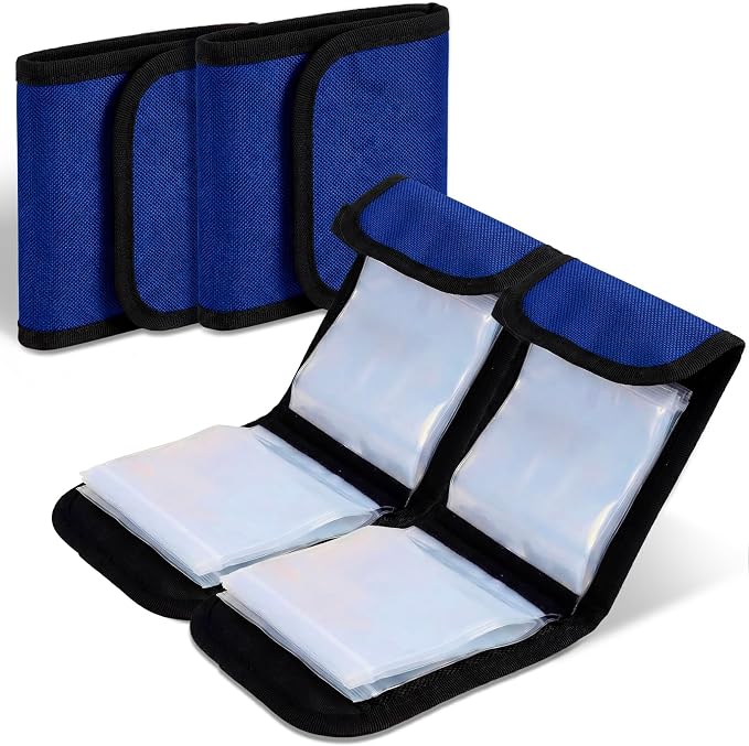 2 Pack Fishing Tackle Binder 20 Pockets Fly Fishing Leader Tippet Line Wallet Leader Organizer Case Lure Storage Bag for Pre-tied Rigs, Leaders, Soft Baits and Lines(Blue)
