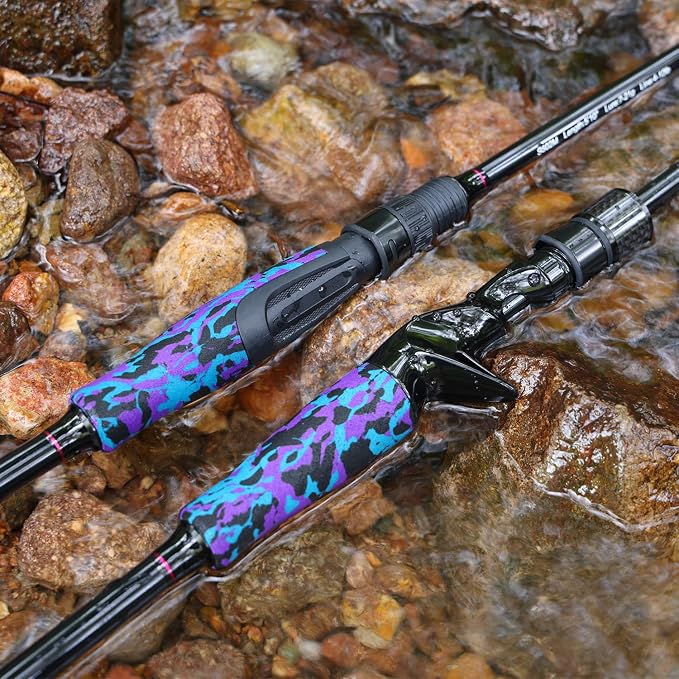Sougayilang Fishing Rod - Medium 2Pc Graphite Composite Blank Spinning & Casting Rod, Camouflage EVA Grip, Smooth Transition Fishing Pole