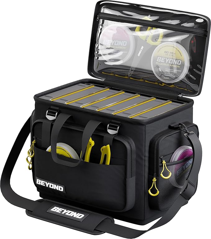 Beyond Fishing Hauler Tackle Bags - Water Resistant With Hard Molded Bottom - Perfect for Fresh Water & Salt Water Fishing Tackle Storage - Holds Tackle Boxes and Fishing Gear