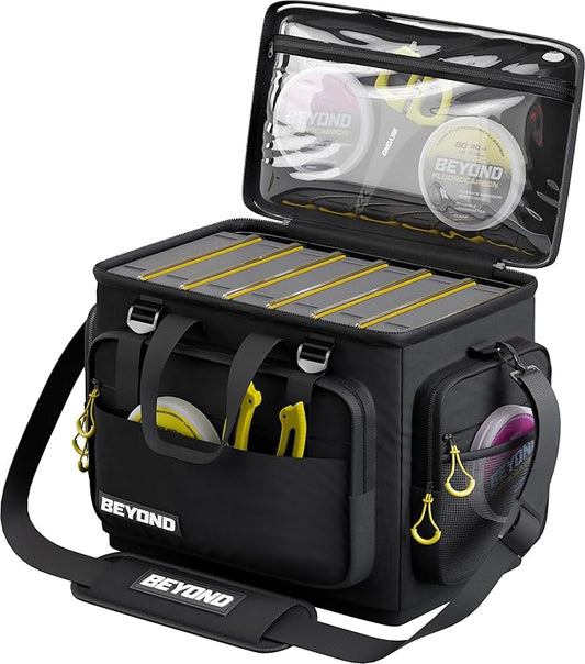 Beyond Fishing Hauler Tackle Bags - Water Resistant With Hard Molded Bottom - Perfect for Fresh Water & Salt Water Fishing Tackle Storage - Holds Tackle Boxes and Fishing Gear