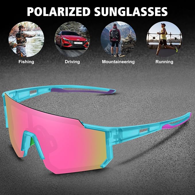 STORYCOAST Polarized Sports Sunglasses for Men Women,Driving Fishing Cycling Mountain Bike Sunglasses UV400 Protection