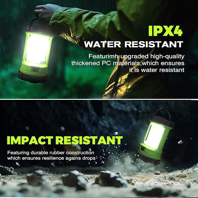 elesall Camping Lantern, 3000LM LED Rechargeable Battery Operated Lantern, 5 Light Modes, COB Waterproof Lantern Flashlight, Camping Light for Power Outage, Hurricane, Survival, Hiking