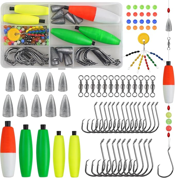 Catfish Rig Catfishing Tackle Making Kit Santee Cooper Rig with Catfish Floats Rattling Line Float Lures Peg Float Bobbers Catfish Hooks Swivels Catfish Sinker Weights Fishing Rattle Bells