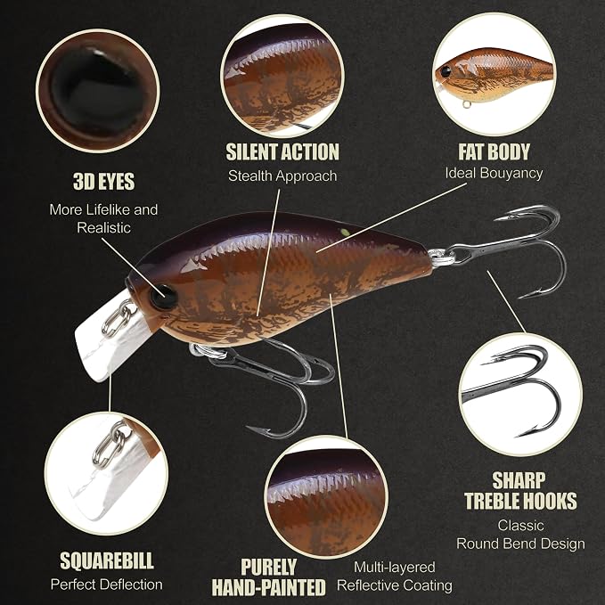 LUCKY CRAFT LC 1.5 Silent Squarebill Crankbait Fishing Lure, 2-3/8", Bass Fishing Lures for Freshwater, Hard Crankbait with Treble Fishing Hooks, Fishing Accessories