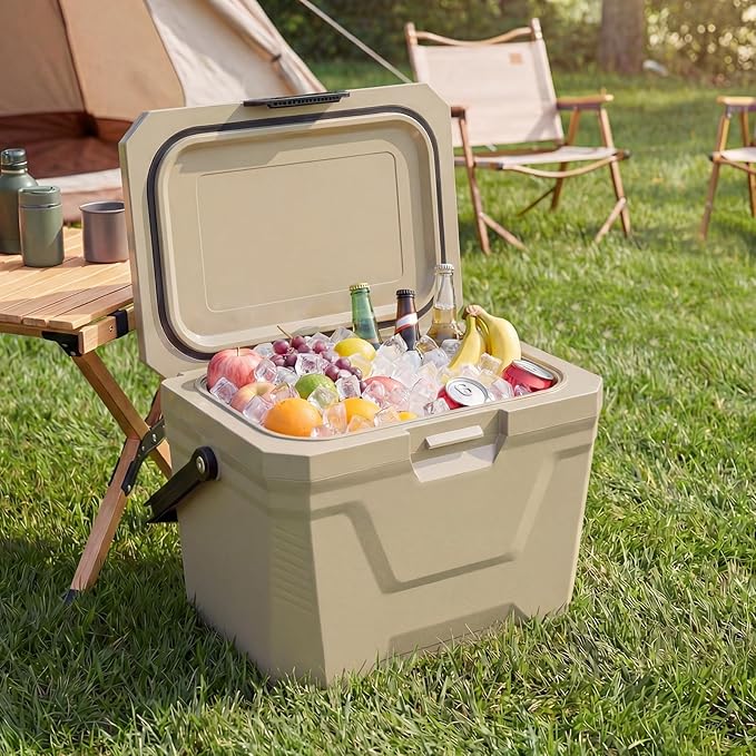 COSTWAY Insulated Portable Cooler, Hard Shell Ice Chest w/ 2 Cup Holders, Bottle Opener, Drain Plug, 3-Day Ice Retention, Outdoor Leak-Proof Dry Box for Beach, Camping, Fishing, Picnic