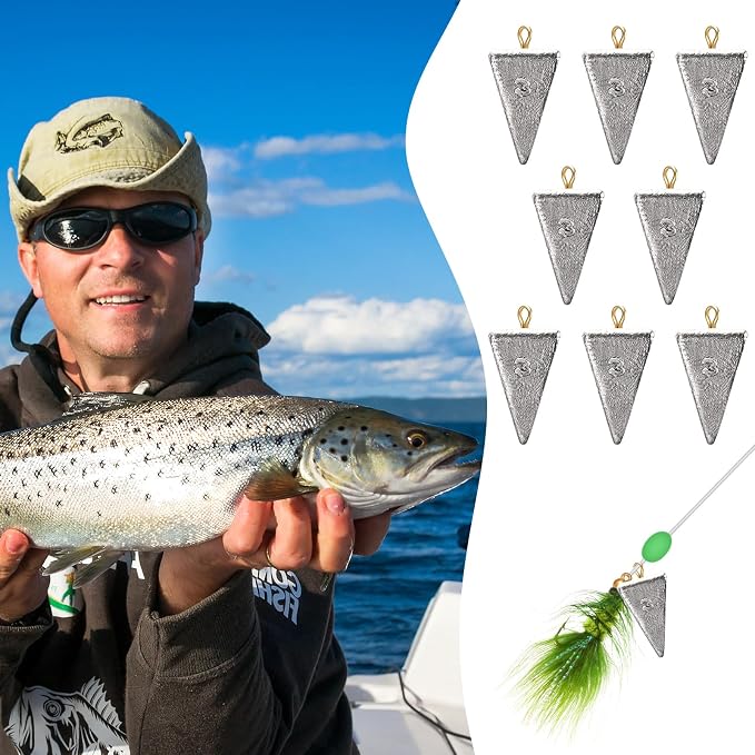 Zhanmai 27 Pieces Pyramid Fishing Weights Sinkers Triangle Rig Pyramid Sinkers for Ocean Saltwater Surf Bass Catfish Fishing Weights Casting Gear Tackle Essential