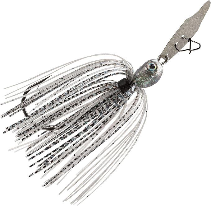 Strike King Thunder Cricket Fishing Lure, Vibrating Swim Jig, Silver Blade, 4/0 Jungle-Style Flipping Hook