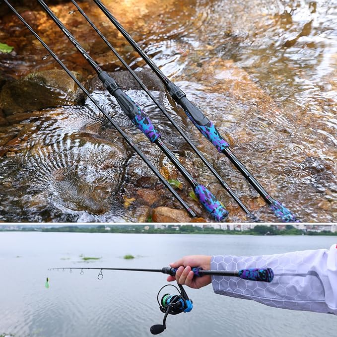 Sougayilang Fishing Rod - Medium 2Pc Graphite Composite Blank Spinning & Casting Rod, Camouflage EVA Grip, Smooth Transition Fishing Pole