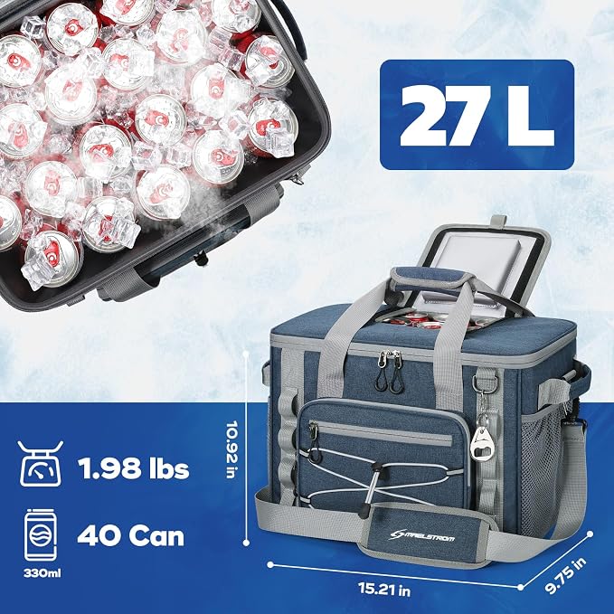 Maelstrom Soft Sided Cooler Bag, 30/40 Can Collapsible Insulated Ice Chest, Large Leakproof Portable Storage for Camping, Travel, Kayaking & Beach