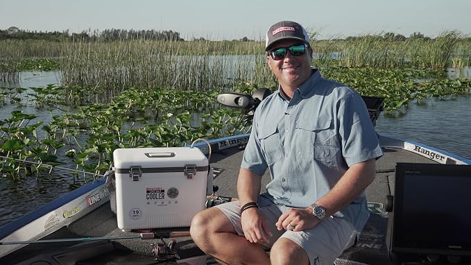 Engel Live Bait Cooler Box with 2nd Gen 2-Speed Aerator Pump - Portable Fishing Station & Minnow Bucket for Shrimp & Other Live Fish with Aerator - ENGLBC-N