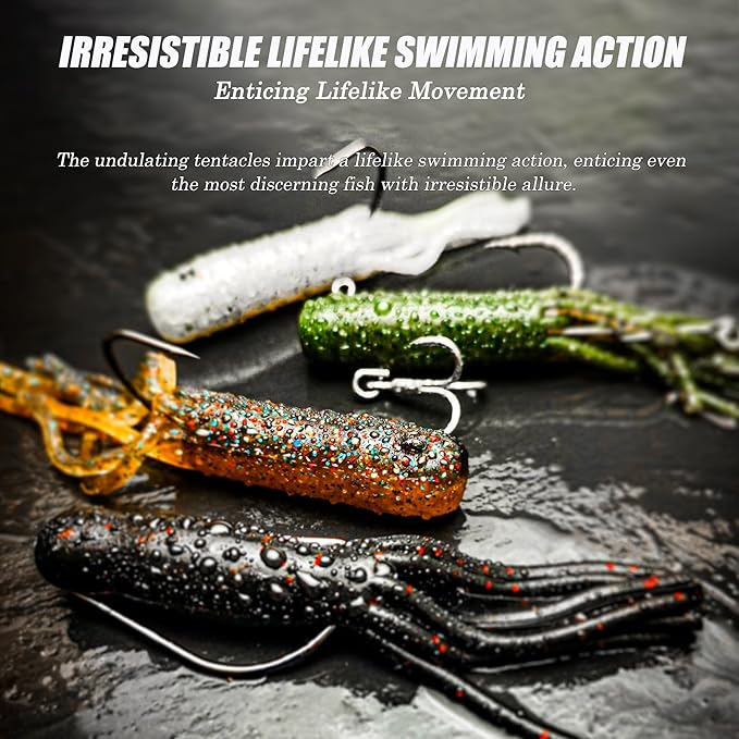 20Pcs Tube Baits Soft Plastic Worms Bass Fishing Lures for Tube Jig Heads Hook Freshwater Saltwater, 3.5 Inch