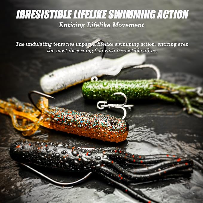 20Pcs Tube Baits Soft Plastic Worms Bass Fishing Lures for Tube Jig Heads Hook Freshwater Saltwater, 3.5 Inch