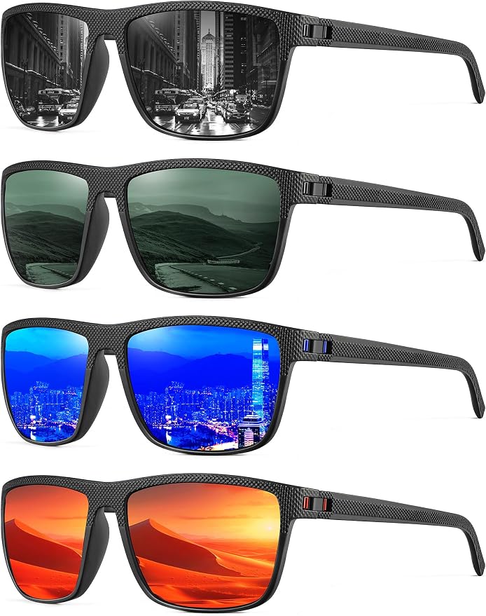 NSSIW Mens-Sunglasses Polarized Sunglasses Men : Classic Sun Glasses with UV Protection for Driving Fishing Golf 4 Packs