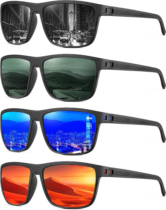 NSSIW Mens-Sunglasses Polarized Sunglasses Men : Classic Sun Glasses with UV Protection for Driving Fishing Golf 4 Packs