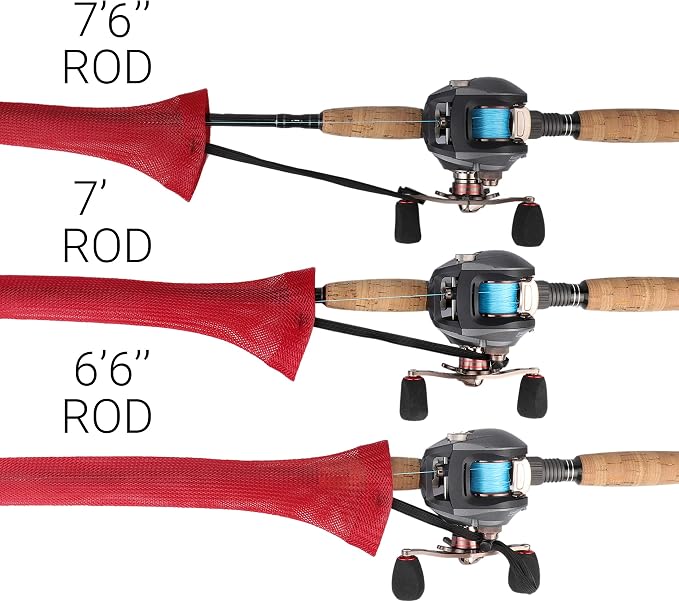 RUNCL Fishing Rod Sleeves & Reel Bags, Spinning/Casting Rod Socks & Spinning/Baitcasting Reel Covers - Protection Solution, Space Saver, Perfect Storage - Fishing Pole Sleeves & Reel Pouch (2 Pack)