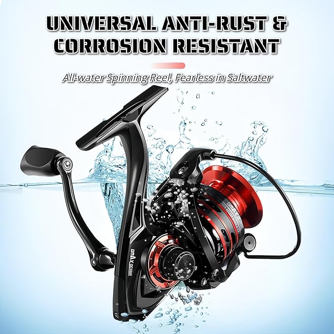 Spinning Fishing Reel – Metal Spool & Alloy Handle, Long-Cast Deep Spool Reel, Smooth Drag System, 13+1 Bearings, Adjustable Folding Handle, Freshwater & Saltwater Lure Reel