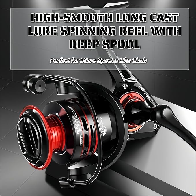 Spinning Fishing Reel – Metal Spool & Alloy Handle, Long-Cast Deep Spool Reel, Smooth Drag System, 13+1 Bearings, Adjustable Folding Handle, Freshwater & Saltwater Lure Reel