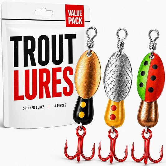 Spinning Fishing Lures for Freshwater – Inline Spinner 3-Pack for Trout, Salmon, Panfish, Bass, Crappie & Perch