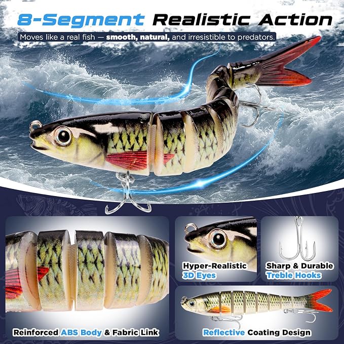 PLUSINNO Fishing Lures - Tackle Box, Bass Fishing Lures for Freshwater and Saltwater, Trout Fishing Gear & Bait, Fishing Gifts for Men,Father