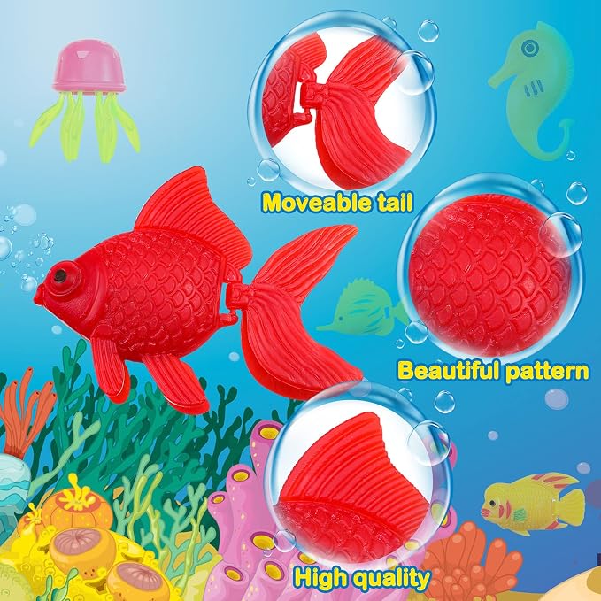 Weewooday 20 Pcs Artificial Moving Fishes Plastic Floating Lifelike Fish Tank Ornament Aquarium Decorations (Jellyfish and Seahorses)