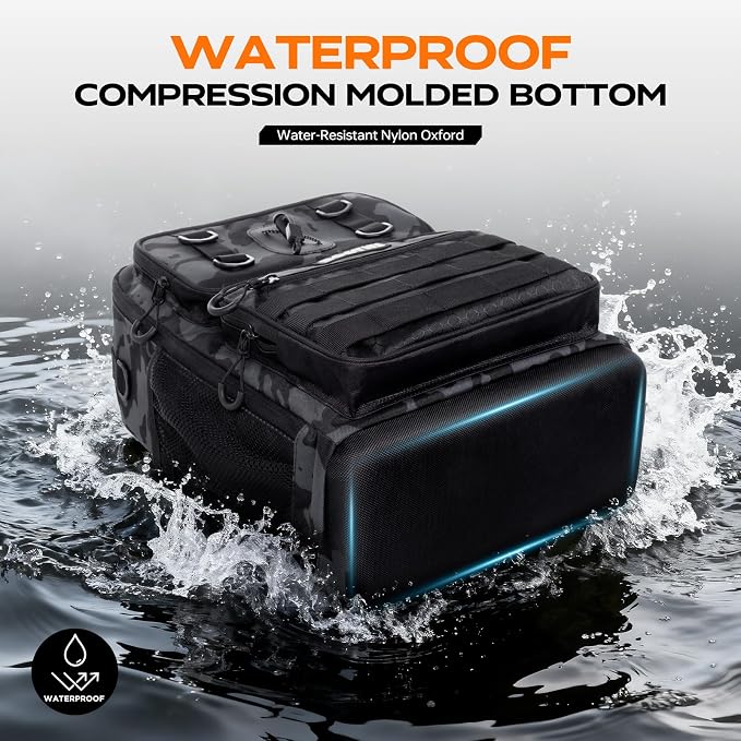 Fishing Backpack with Tackle Boxes and Rod Holders, Fishing Bag with Fishing Lure Kit Water-resistant Sling Tackle Bag Store Gear and Equipment, Bait Gifts for Men Woman Anglers-Camo Backpack