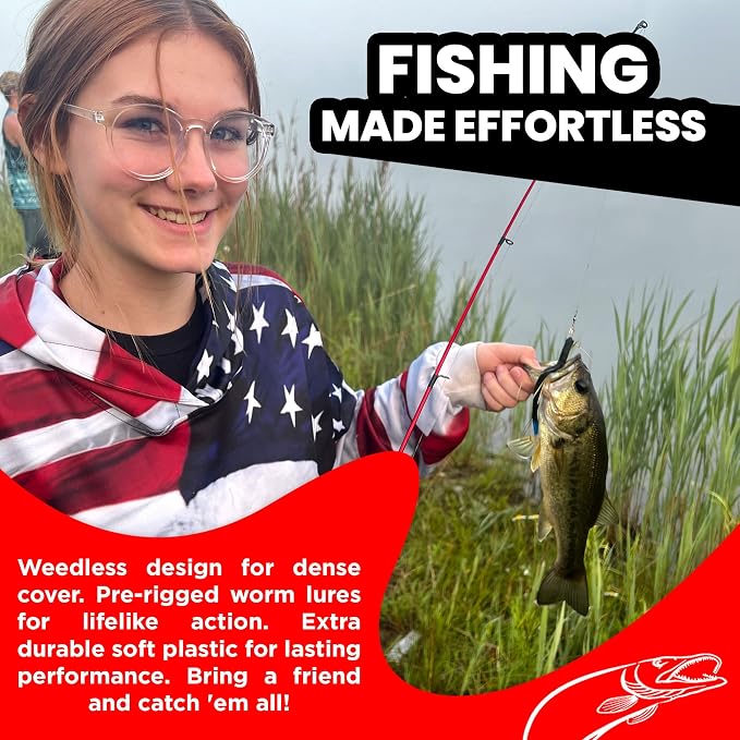 DeLong Lures 6" KILR Worm – Made in USA Weedless Pre-Rigged Soft Plastic Swimbaits, Extra Durable Bass Fishing Lures for Pike and More, 5-Pack Variety