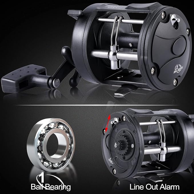 Sougayilang Conventional Reel – 27LB Max Drag,Saltwater Inshore Surf Trolling Reel for Catfish, Musky, Bass, Salmon/Steelhead, Striper – Heavy Duty Round Baitcasting Fishing Reel