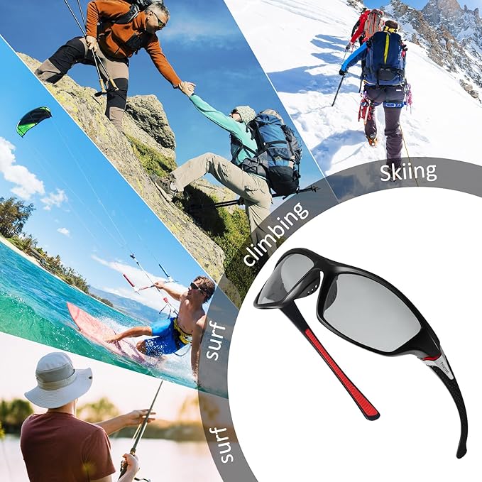 TOODOO 4 Pairs Men Polarized Sunglasses with UV Protection Driving Glasses Sports for Sport Outdoor Activities