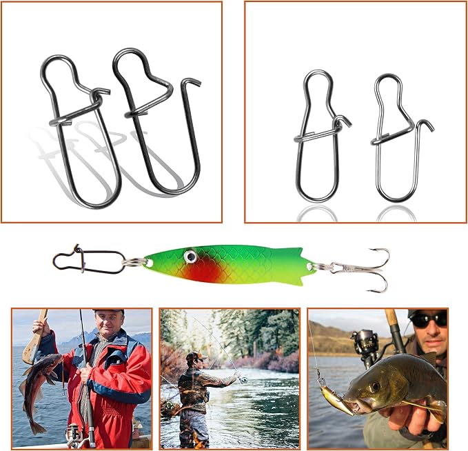 Duo Lock Fishing Snap Kit, Stainless Steel Fishing Nice Snap Swivels High Strength Fishing Snaps and Clips Fishing Connector Tackle Kit for Saltwater Freshwater