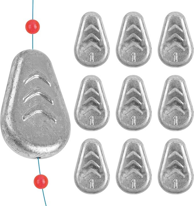 No Roll Sinker Fishing Weights Sinkers, Catfish Sinkers Flat Inline Sinkers Weights No Snag Slip Sinkers Saltwater Surf Fishing Weights Gear Tackle Fishing Weights Sinkers for Catfishing Rigs