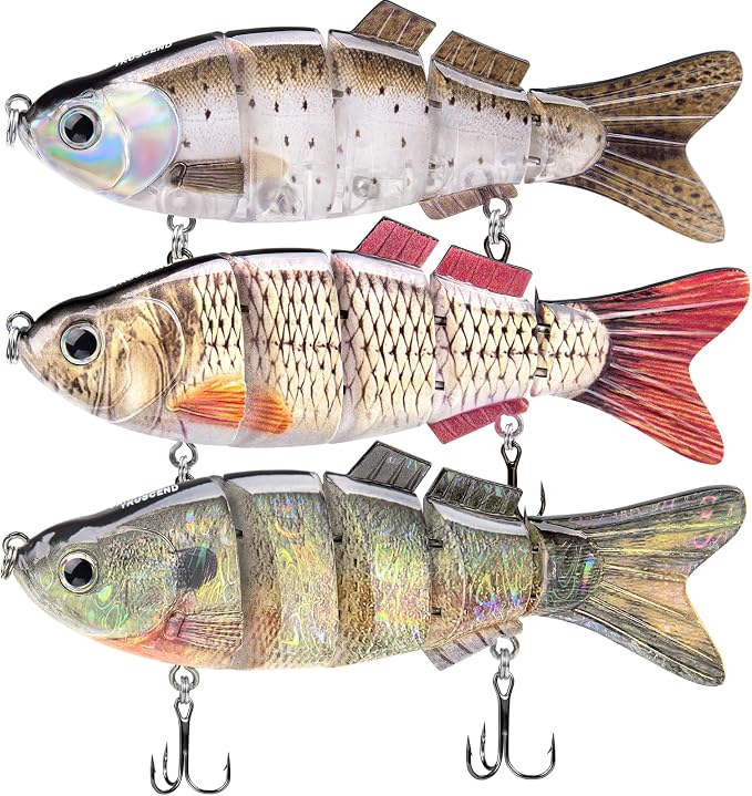 TRUSCEND Swimmax Easy Catch Fishing Lures with BKK Hooks, Wiggling, Vibrating, Rattling and Gurgling for More Bite, Heavy-Duty Dyneema Fiber Jointed Swimbaits for Bass, Trout, Walleye, Crappie, Pike