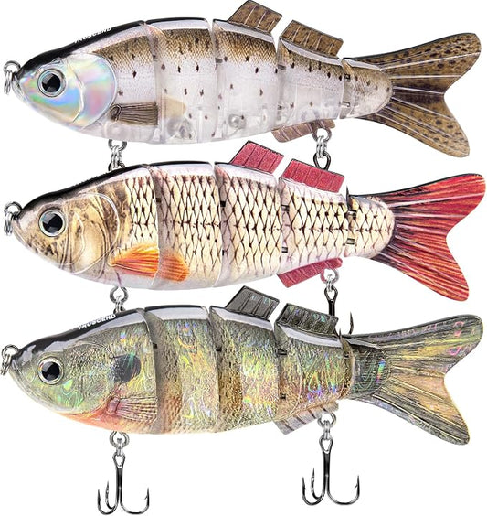 TRUSCEND Swimmax Easy Catch Fishing Lures with BKK Hooks, Wiggling, Vibrating, Rattling and Gurgling for More Bite, Heavy-Duty Dyneema Fiber Jointed Swimbaits for Bass, Trout, Walleye, Crappie, Pike