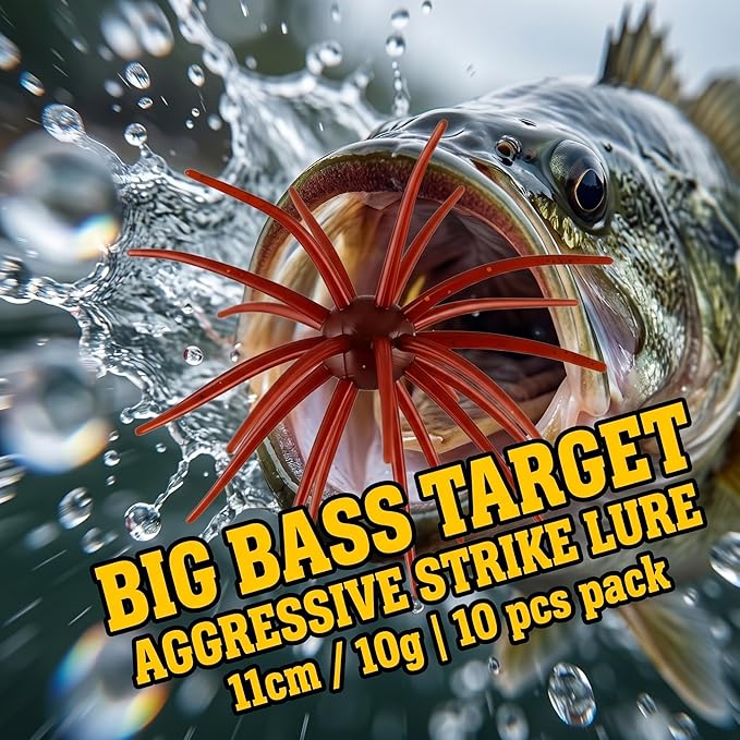 Creature Bait for Bass Fishing – Soft Plastic Fishing Lures, Fuzzy Dice & Sea Urchin Style Finesse Bait for Freshwater, Trout & Crappie with Tackle Box