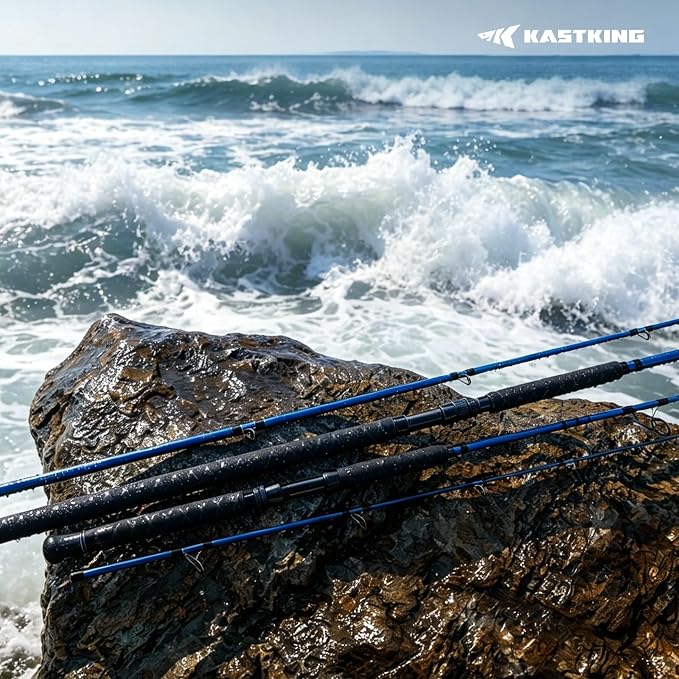 KastKing Kapstan Saltwater Spinning Rod, Boat & Surf Fishing Rod, Lightweight S-Curve Graphite Blanks, Stainless-Steel Double-Foot Guides, Aluminum/Graphite Locking Reel Seat, 2-Piece PTS Rod