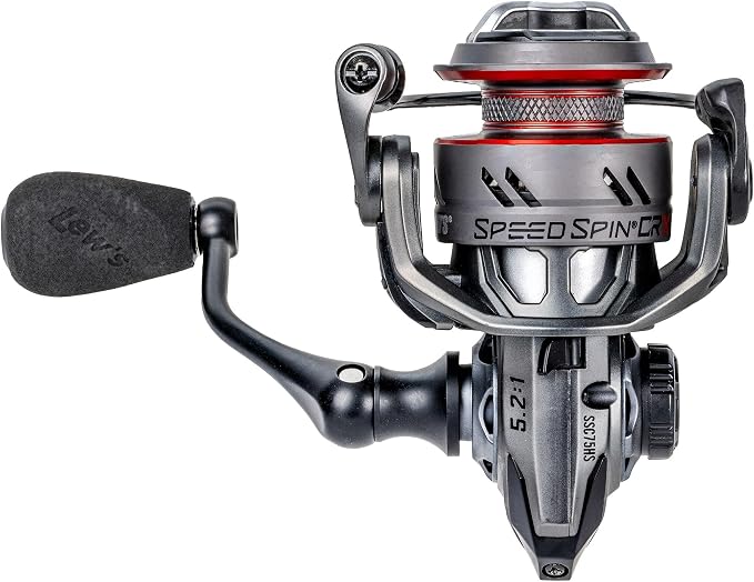 Lew’s Speed Spin CRX Spinning Fishing Reel, Graphite Frame and Sideplate, Solid Brass Speed Gears