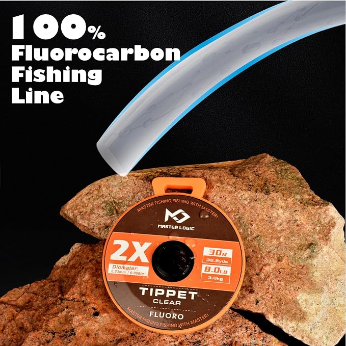 Fly Fishing Tippet Leaders Line with Holder and Silicone Tenders 32/55 Yard Spools, 2X-6X Tippets Clear