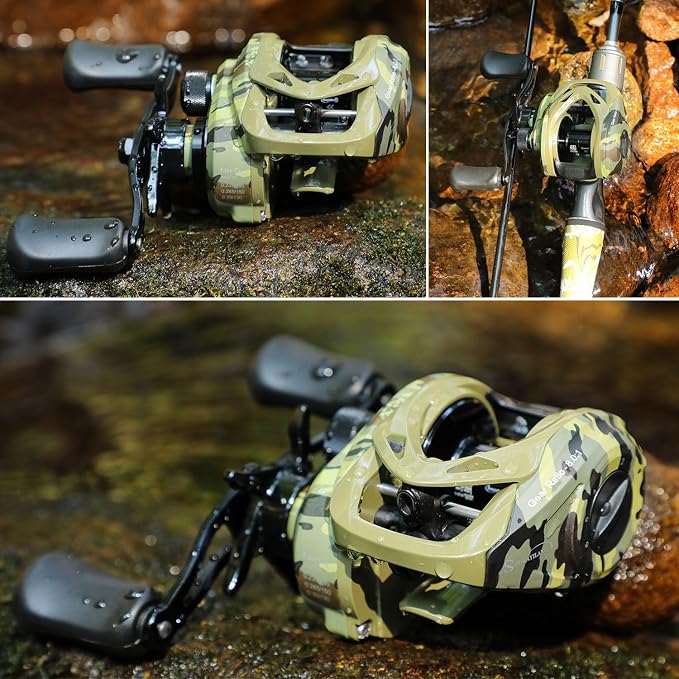 Sougayilang Baitcasting Reel, 8.0:1 High Speed Gear Ratio, 18LB Carbon Drag, 9+1 Shielded Bearings, Magnetic Brake System, Anti-Backlash, Smooth Casting Reel for Bass Fishing, Beginner to Professional