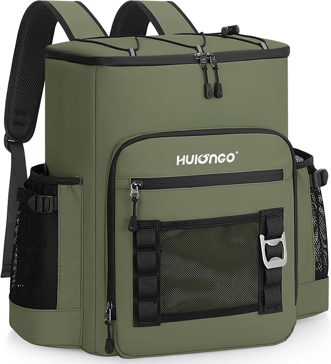 Hulongo Cooler Backpack, 30L Insulated Leakproof Soft Cooler Bag for 52 Cans, Lightweight Backpack for Beach, Picnic, Camping, Hiking, Fishing and Travel