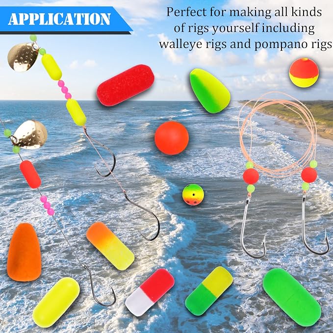 AGOOL Pompano Rigs Fishing Floats Bobbers Snell Float Foam Fishing Rig Floats Live Bait Walleye Rig Making Accessories Bullet Cylinder Float for Trout Catfish