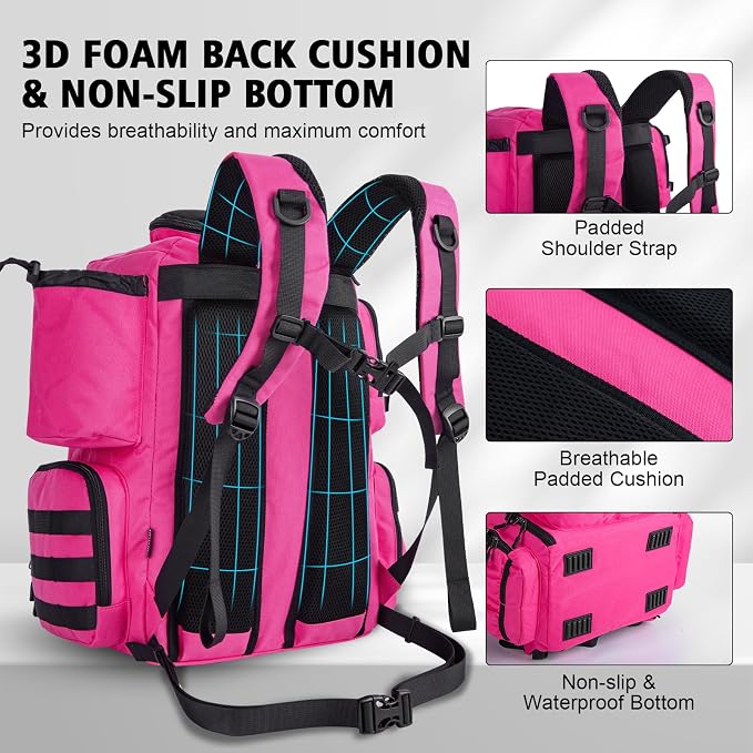 Goture Fishing Backpack with 4 Tackle Boxes,900D Water-Resistant Tackle Backpack with Rod Holders,45L Large Fishing Bag Storage Gear Tackle Bag with Rain Cover,Bottle Holder for Travel Camping Hiking