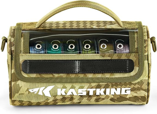 KastKing BaitSpace Line Management Bag, Fishing Line Storage Bag with Water Resistant Nylon, Clear View Window, Removable Divider, Tangle-free Leader Line Holder