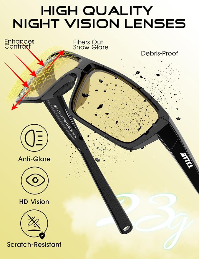 ATTCL Polarized Sunglasses Men for Fishing: UV Protection Lightweight TR90 Sports Wrap Sun Glasses Driving Golf Running