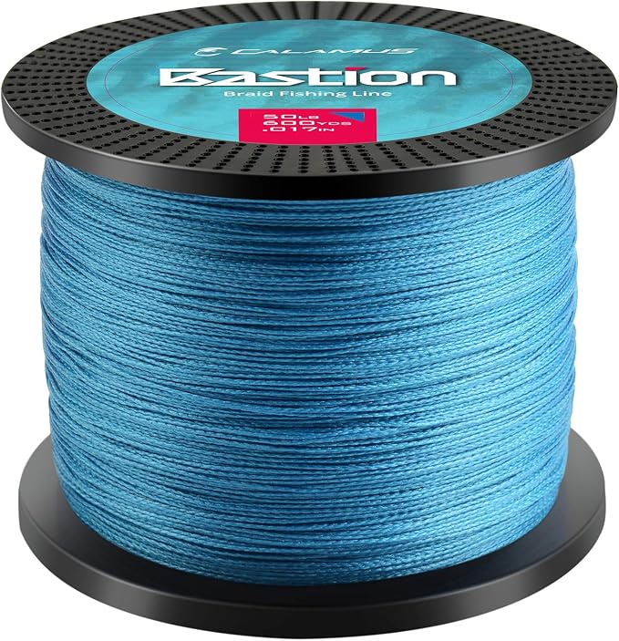 Calamus Bastion Braided Fishing Line -Abrasion Resisting Braided Lines – Thin Diameter Superline – Zero Stretch – 4 Strand MultiTuf Fiber Braid Line