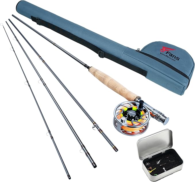 8 Fans Fly Fishing Rod and Reel Combos with 4-Sections Portable Fly Rod and CNC-machined Aluminum Alloy Fly Reel,Fly Fishing Complete Starter Package