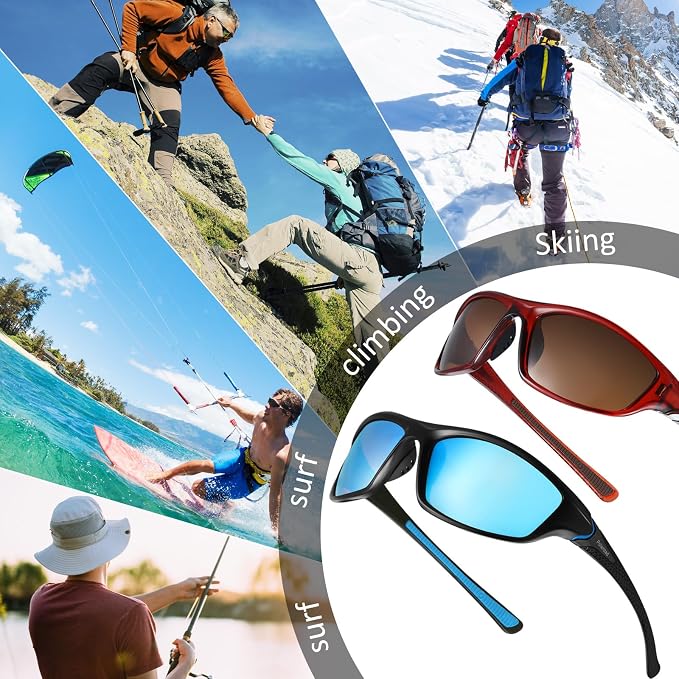 TOODOO 4 Pairs Men Polarized Sunglasses with UV Protection Driving Glasses Sports for Sport Outdoor Activities