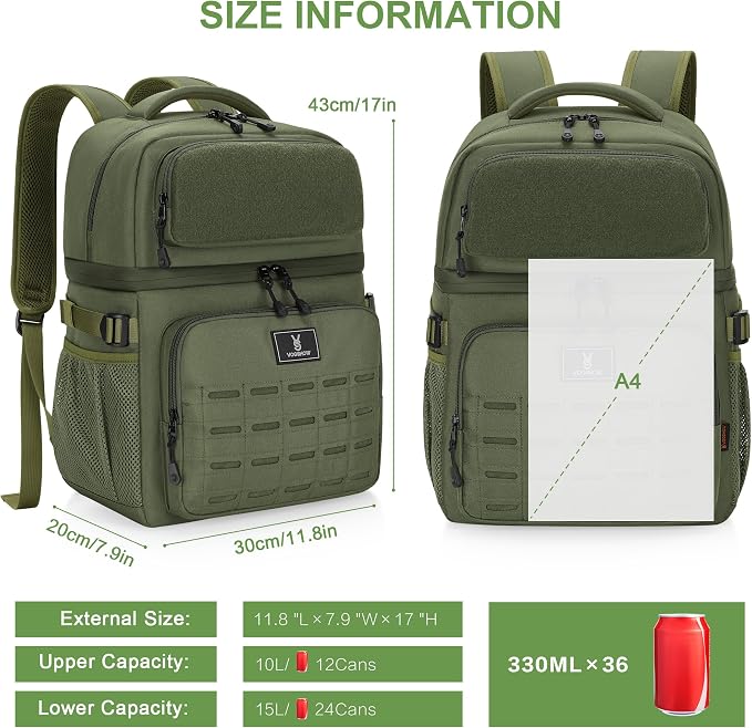 Large Insulated Cooler Backpack for Men Women, 36 Cans Double Deck Leakproof Cooler Bag for Camping, Hiking, Picnic, Fishing, Beach, Travel