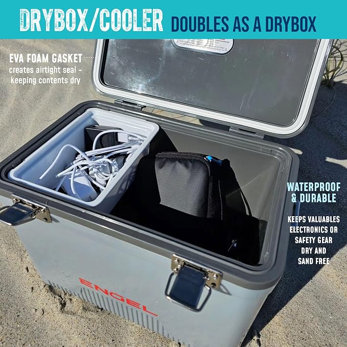 Engel 19qt Leak-Proof, Air Tight, Drybox Cooler and Small Hard Shell Lunchbox for Men and Women