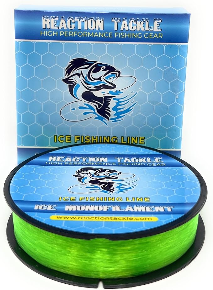 Reaction Tackle Ice Monofilament Fishing Line - High Performance Ice Fishing Line with Low Memory, High Abrasion Resistance, Freezing-Resistant - Strong and Sensitive 1000 Yard Spool Mono Line